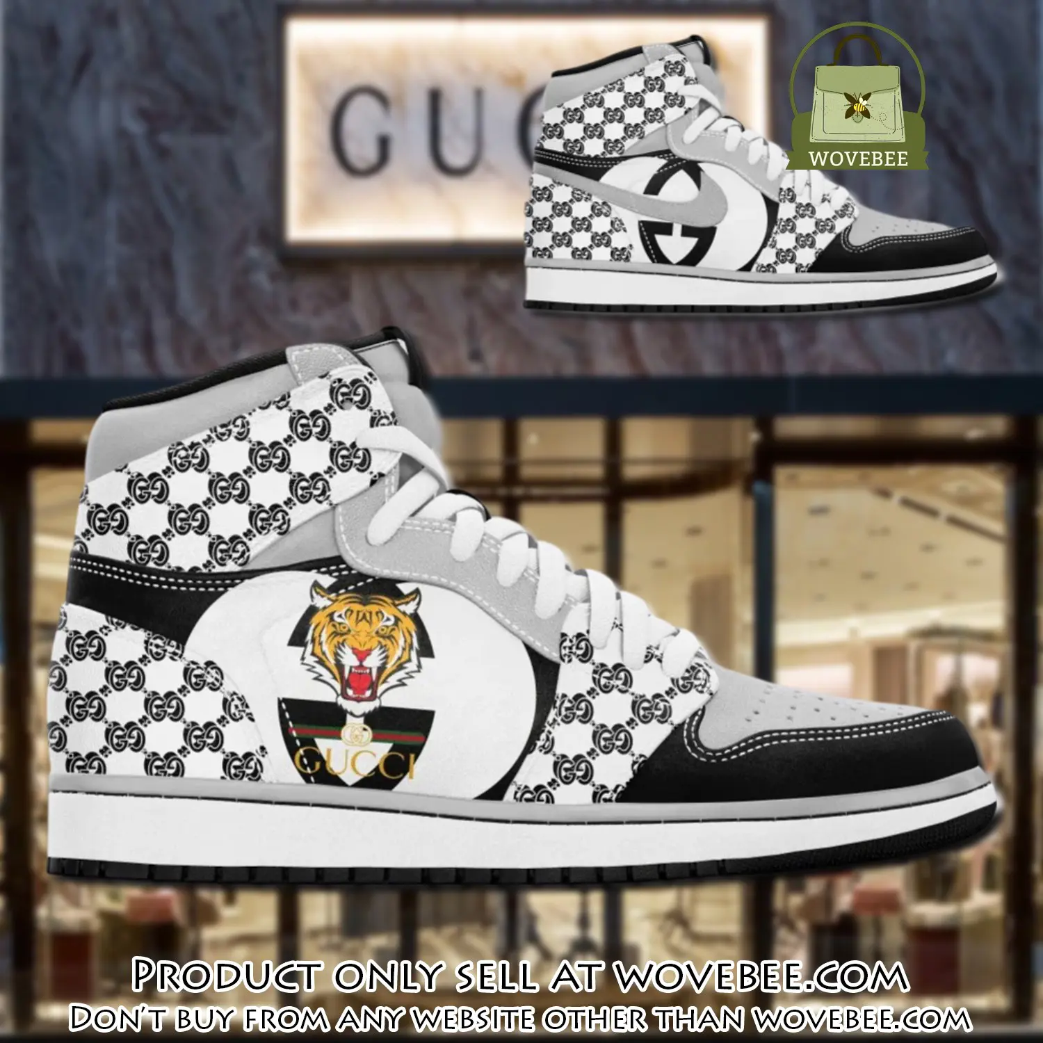 Gucci white tiger luxury brand high air jordan sneaker shoes wvb4320828